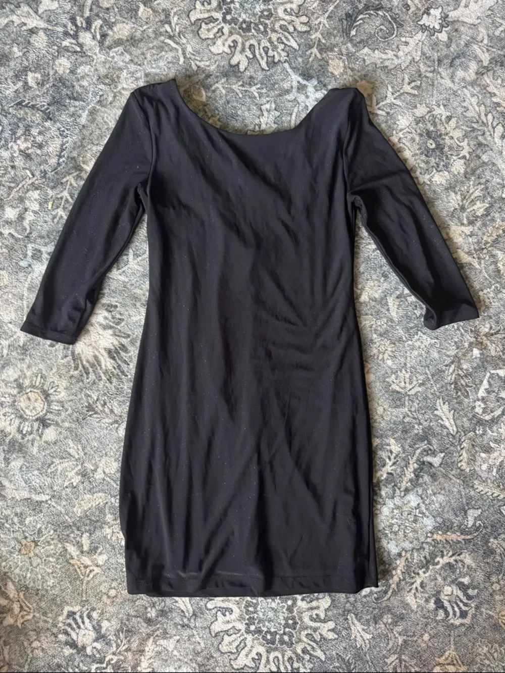 Crystal Doll Black Long Sleeve Scoop Neck Dress